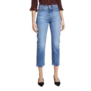 Levi's Wedgie Straight Fit Women's Jeans - Jive Sound Cropped Button Fly - 27